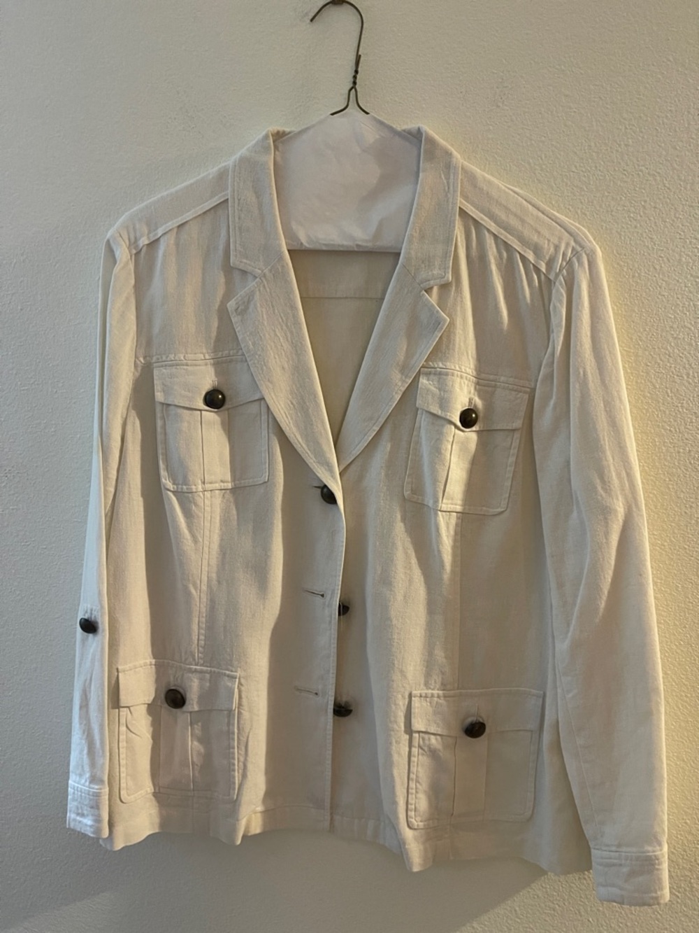 Chico's Cream Button-Front Safari Blazer